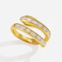 Vintage Snake Open Ring 18K Gold Plated Stainless Steel Adjustable Rhinestone Serpent Statement Band for Women