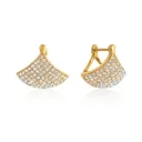 Jewelry 18K Gold Plated Stainless Steel Fan Shaped Chunky Huggie Earrings Pave White Rhinestone for Women Luxury Jewelry