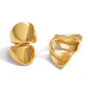 Double Layer Clip on Earrings for Women 18K Gold Plated Stainless Steel Wide Surface Cuff Elegant Non Pierced Jewelry