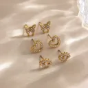 Dainty Heart Evil Eyes Butterfly Rhinestone Stud Earrings Daily Wearing Fashion Jewelry