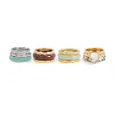 18K Gold Plated Stainless Steel Green Natural Red Jasper Spot Stone White Crystal Waterproof Layered Rings Gift Set