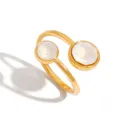 Classic 18k Gold Stainless Steel Dainty Trending Gold Dislocation Line Double Zircon Ring