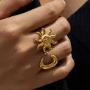 Fashion Trendy 18k Gold Fashion Ring Women Jewelry Sun and Moon Opening Ring