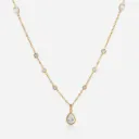 18K Gold Stainless Steel White Teardrop Zircon Pendant O-chain with Small Zircon Chain Necklace