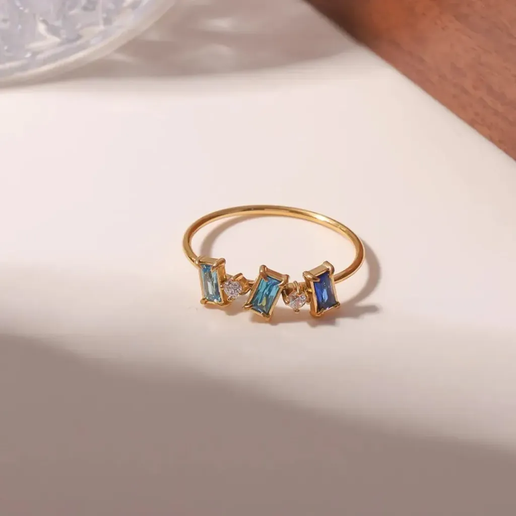 Colorful(3) Zircon Ring 18k Gold PVD Plated