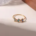 Colorful(3) Zircon Ring 18k Gold PVD Plated