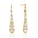 18K Gold Plated Stainless Steel White Zircon Split Movable Pendant Waterproof Drop Earring Women Gift