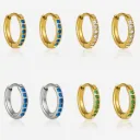 Zirconia Hoop Earrings 18K Gold PVD Stainless Steel Waterproof Small Huggie Earrings for Women