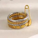 Multi-layered Fashion Rings Gold Plated Stainless Steel Ring Anti Tarnish