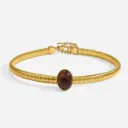 18K Gold Plated Stainless Steel Rigid Choker Vintage Oval Amber Resin Pendant Waterproof Necklace for Women