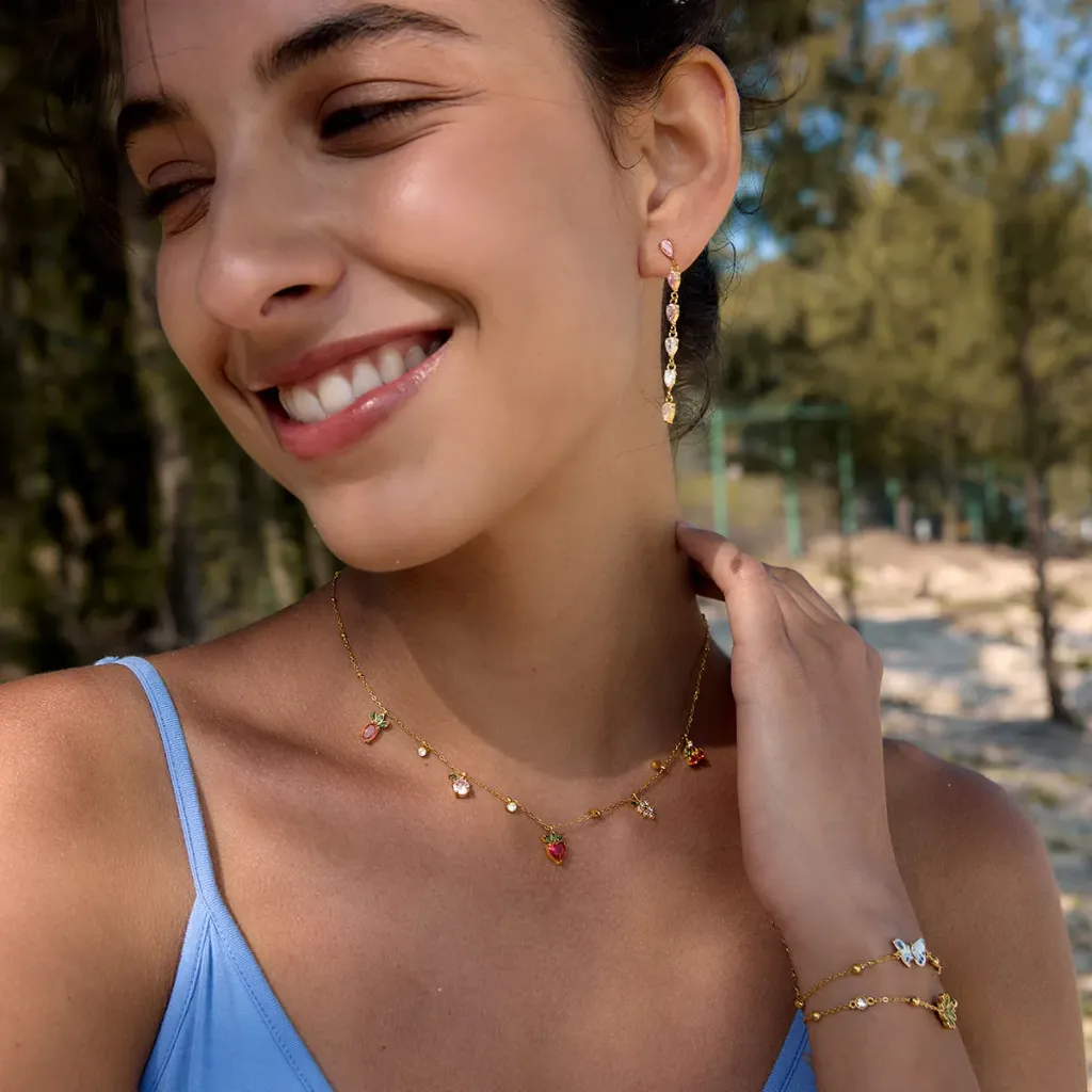 Elegant Fruit Drop Necklace PVD 18K Gold Plated Stainless Steel Charm Collarbone Necklace Jewelry Light Luxury