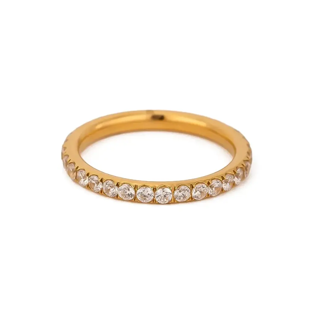 [VER2407020-6] Full Circle Zircon Ring 18k Stainless Steel A-Grade White Zircon Polished Ring (6)