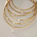 18K Gold Plated Stainless Steel Necklace Classic Marquise Zircon European and American Choker Necklace