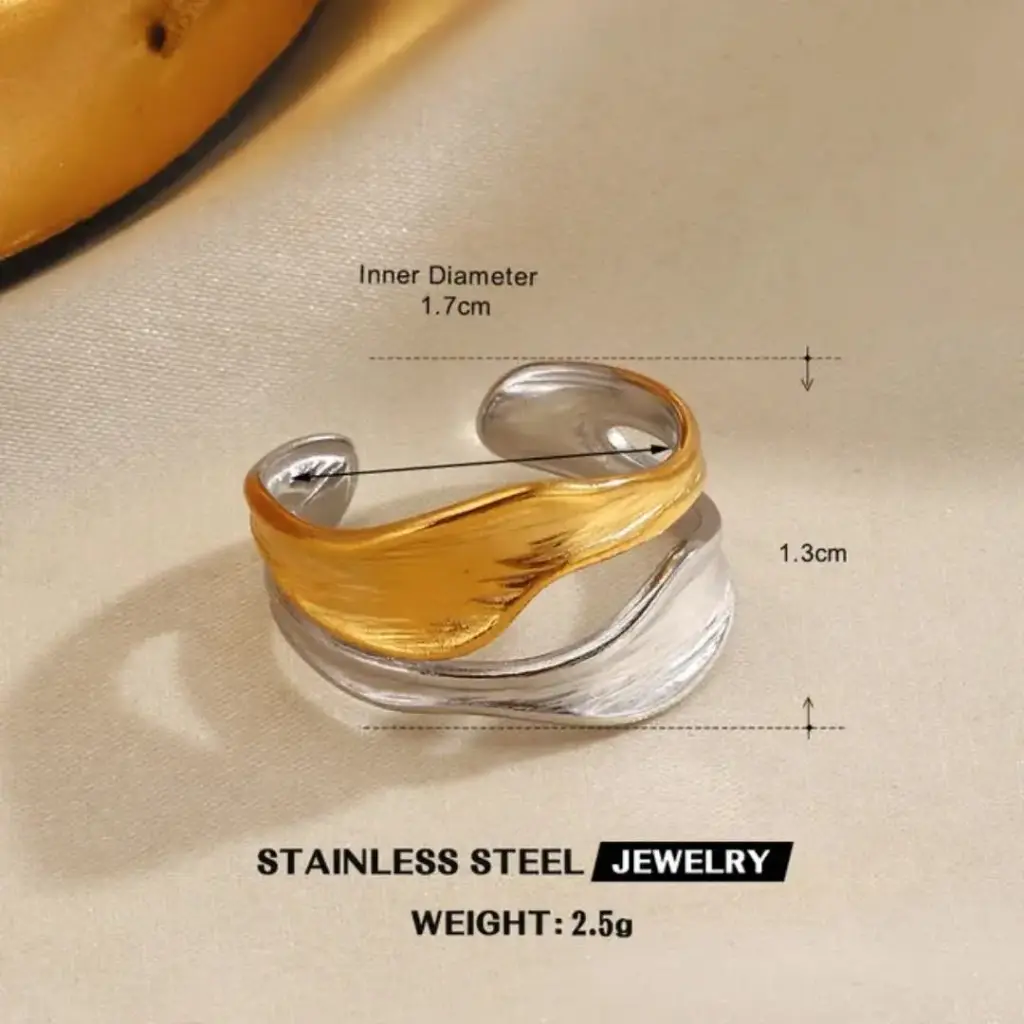 Dual Metal Irregular Adjustable Ring