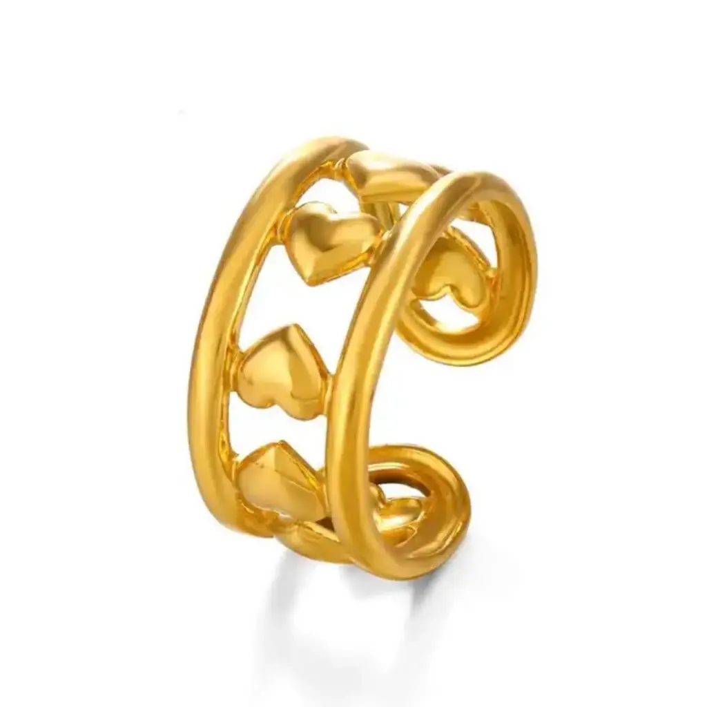 [R0029] Heart Band Adjustable Ring