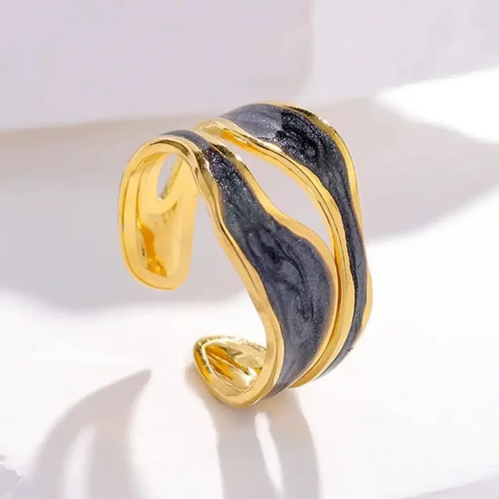Black Band Adjustable Ring