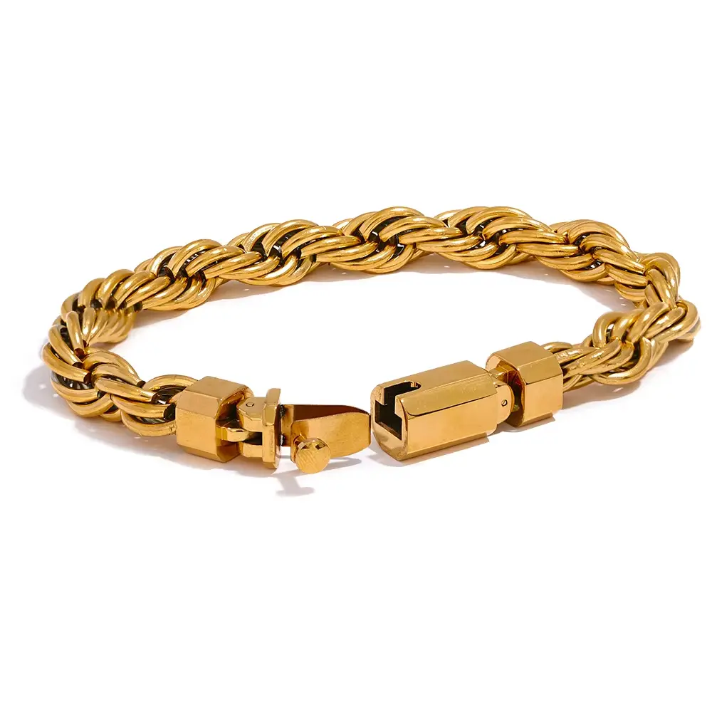 [MB0002] Twisted Band - 316L SS & 18k Gold PVD plated Men Bracelets