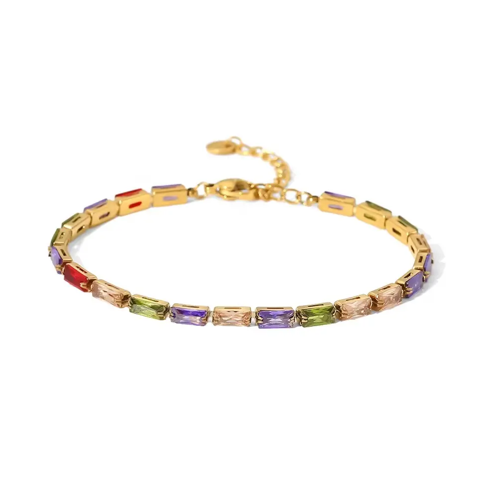 [B0004-MX] Colorful/White Tennis Bracelet (White)
