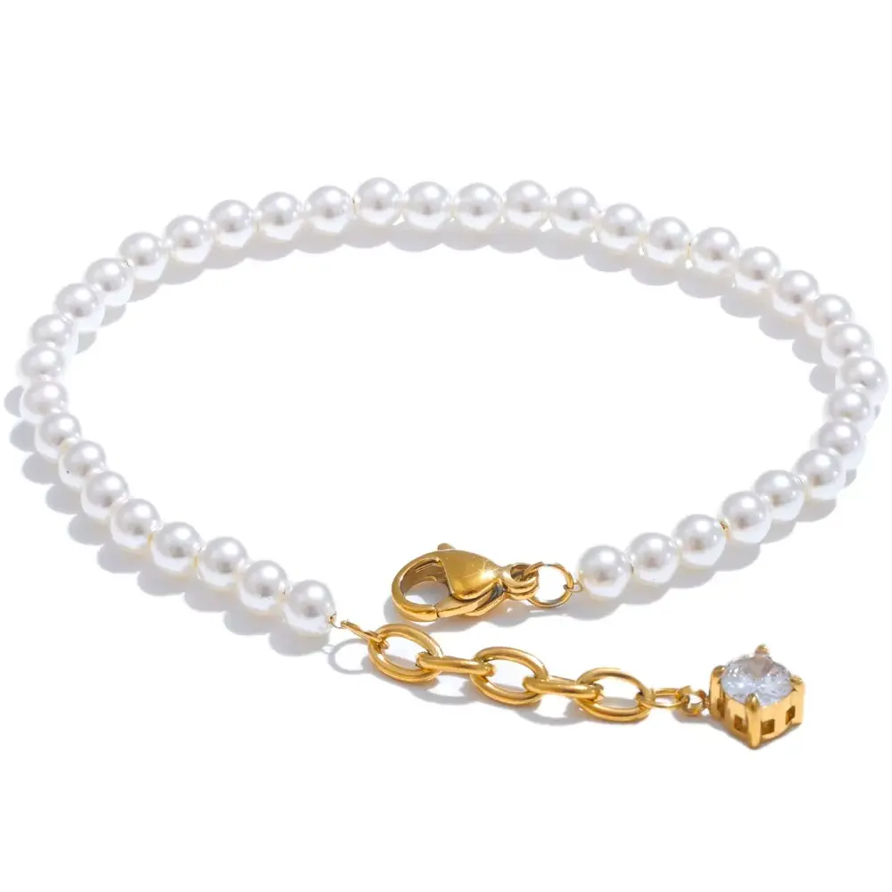 [B0013] Pearl & Zircon Bracelet