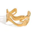 Texture Cuff Bangle 18K PVD Gold Plated Stainless Steel Irregular Opening Bracelet