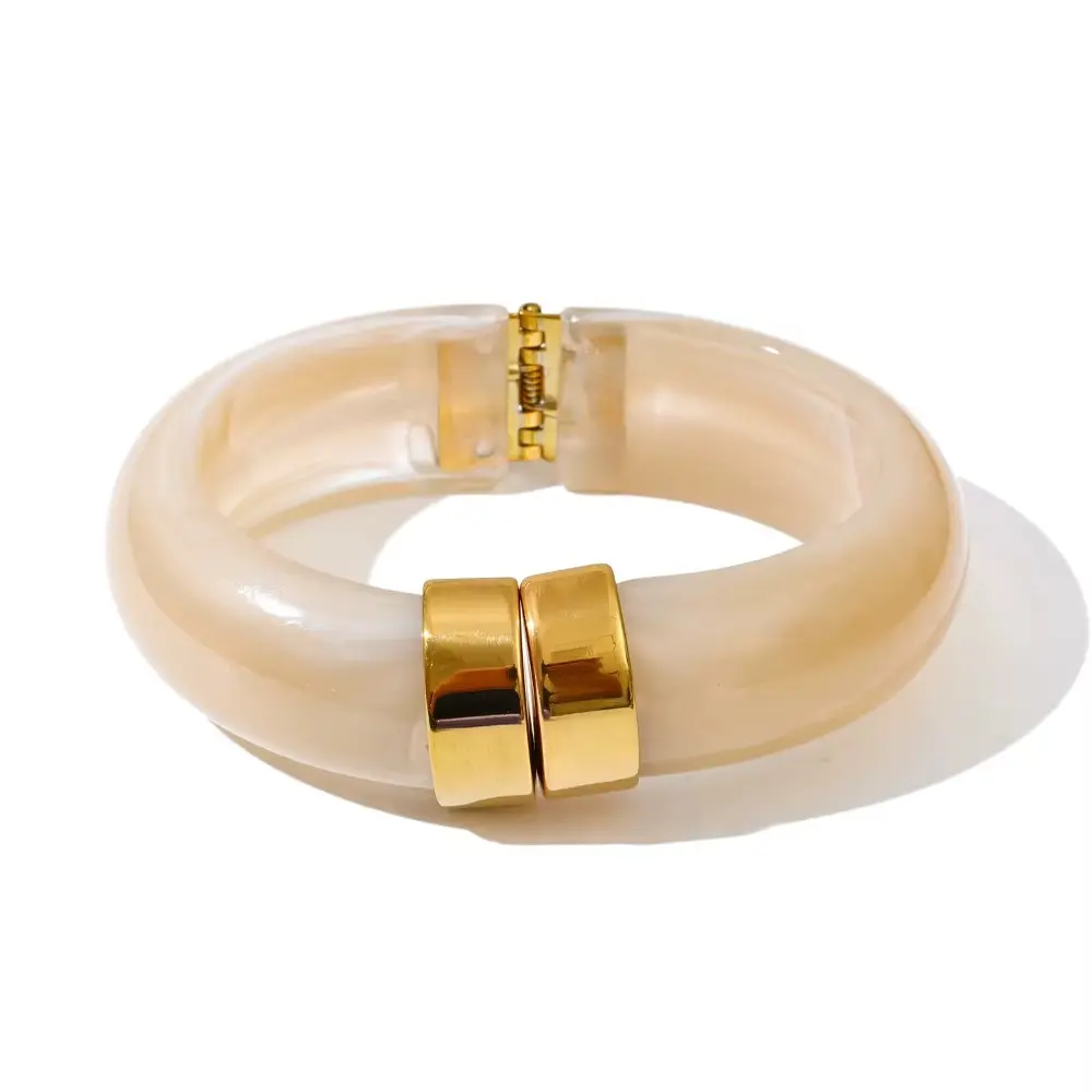Acrylic Jewelry Wholesale Gold Plated Stainless Steel Open Bangle