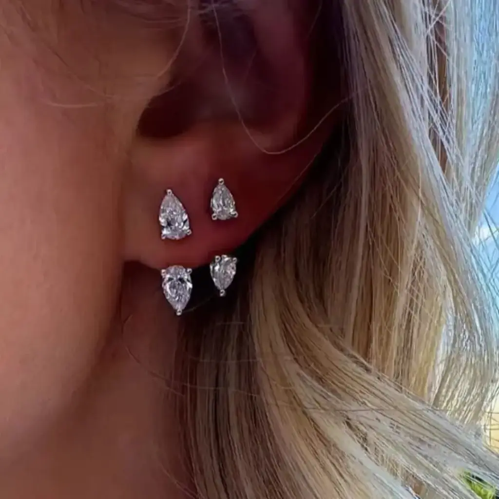 Two Zircon Water Drop Studs