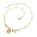 Ocean Shell Star Crystal Charm Necklace SS & 18k Gold plated