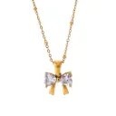 Bow White Zircon Pendant Necklace