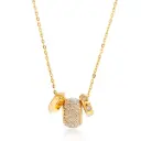 18K Gold Plated Stainless Steel Necklace Classic Rhinestone Smooth Spacer Beads Pendant Necklace