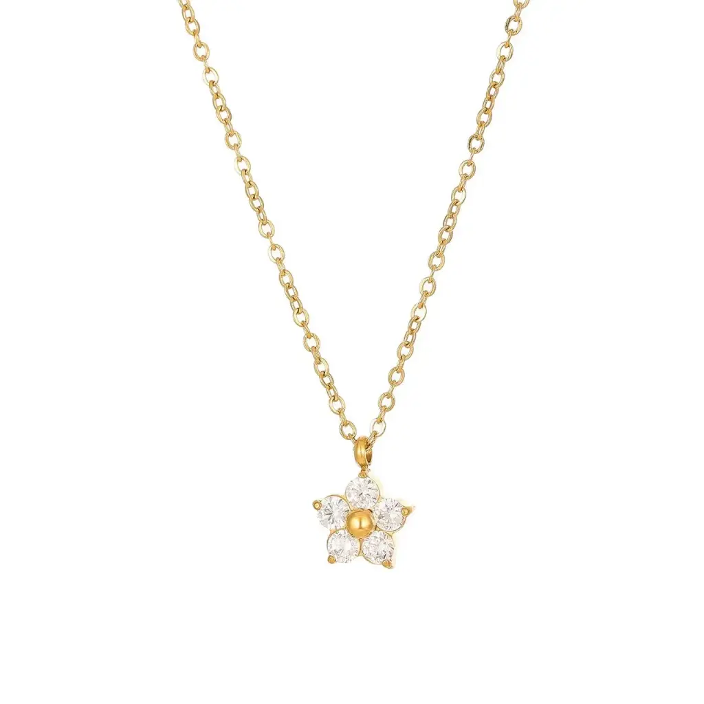 Flower Pendant Necklace Gold plated