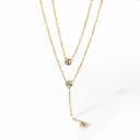 18K Gold Stainless Steel Y Shaped Dainty Chain Double Layer Shiny Cubic Zirconia Lariat Necklaces
