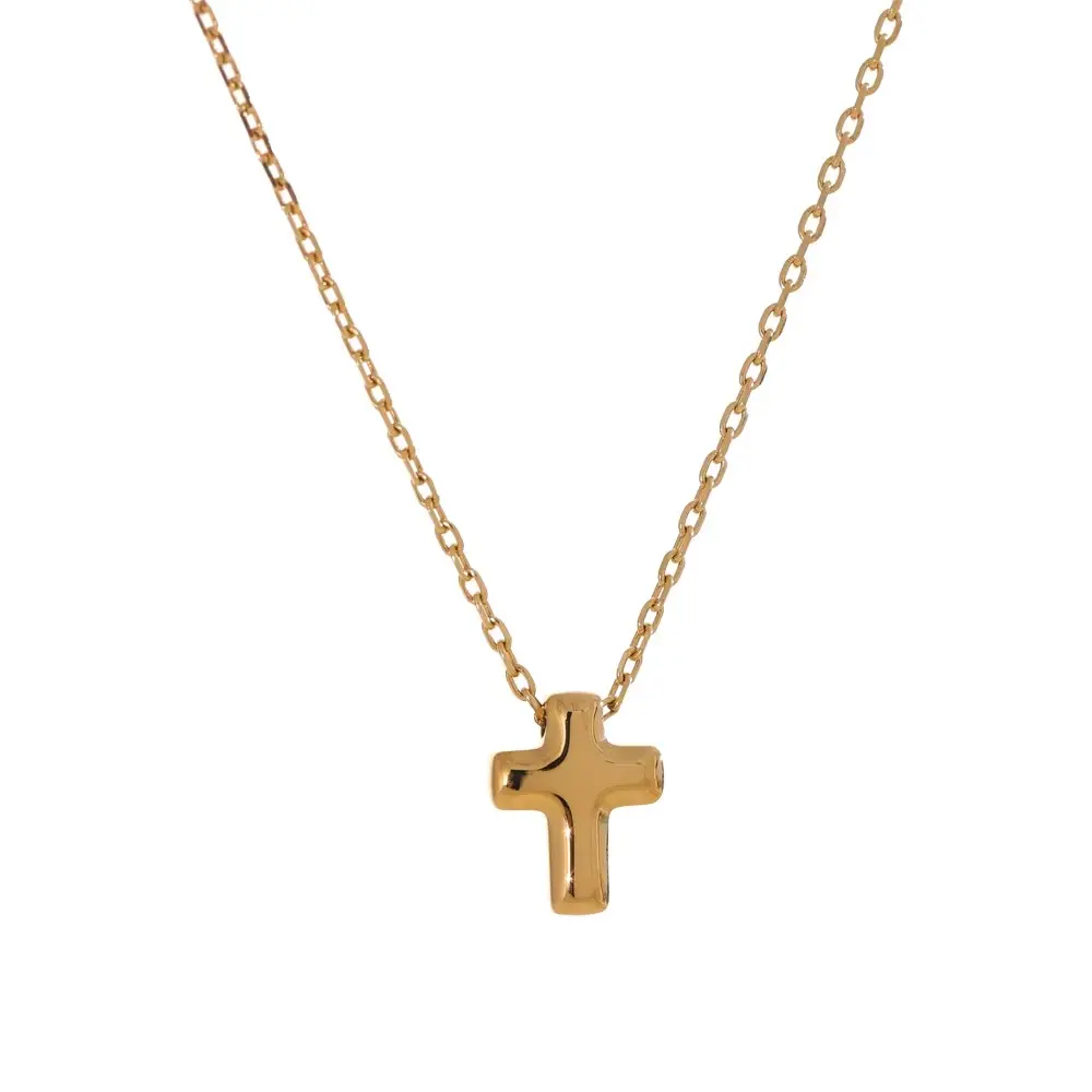 [N0041] Cross Pendant Necklace PVD 18K Gold Plated Stainless Steel Necklace