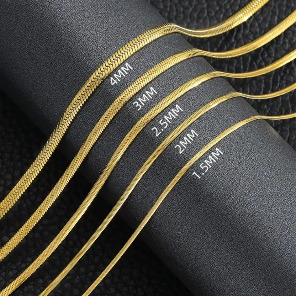 Simple Snake Chain Necklace (2mm, 40+5 cm) Gold plated, 316L SS