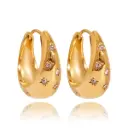 Texture Earrings 18K PVD Gold Plated Stainless Steel Daily Earring With White Diamonds