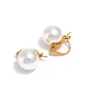 Gold Plated Stainless Steel Pearl Hoop Earrings for Women