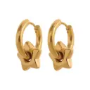 Charm Stainless Steel Moon Star Heart Pendant Hoop Earrings 18k Gold Plated Waterproof