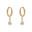 Cubic Zirconia Drop Earrings Hoop Love Stainless Steel Pendant Earrings