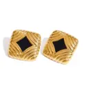 Geometric Diamond Stud Enamel Earrings