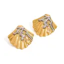 Shell Pearl Coral Mixed Metal Stud Earrings