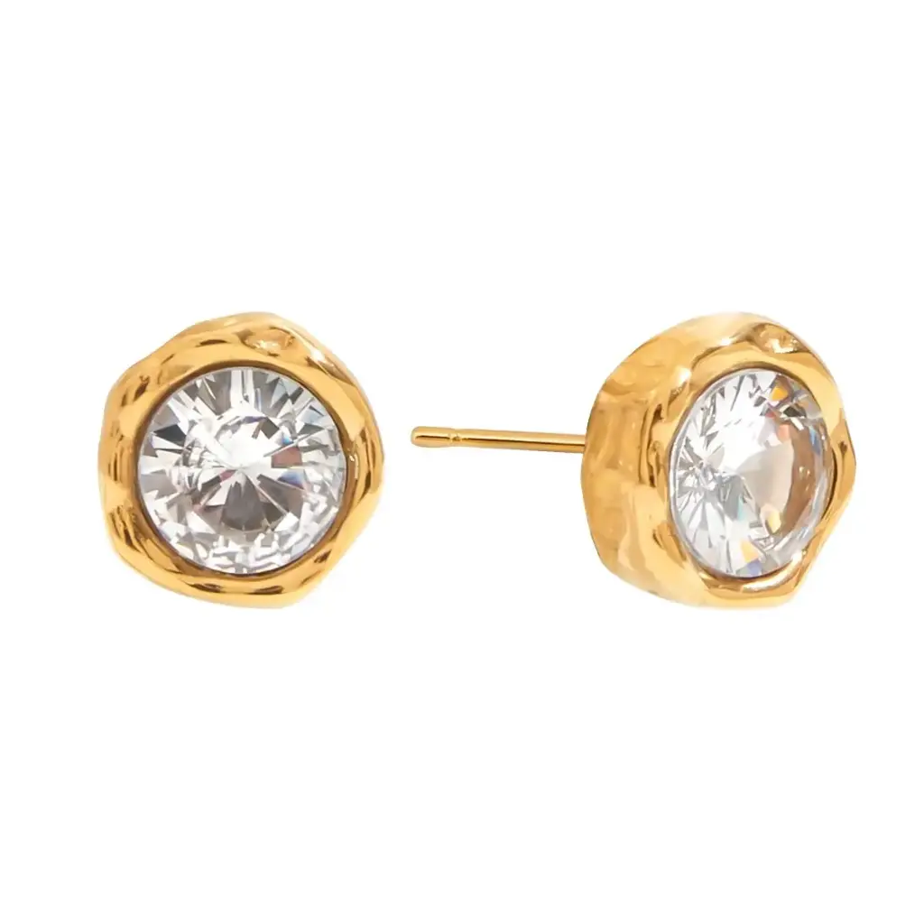 Roman Stule Round White Zircon Stud Earring
