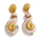 Ocean Style Stainless Steel Shell Conch Drop Earrings