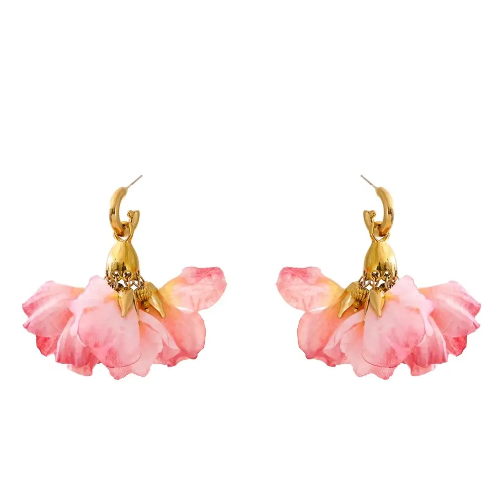Romantic Pink Bohemia Flower Drop Dangle Charm Earrings