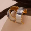 Stainless Steel 18K Gold Plated Bead Edge Smooth Earrings for Women