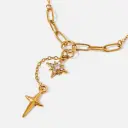 Star and Cross Gold Plated Stainless Steel Necklace