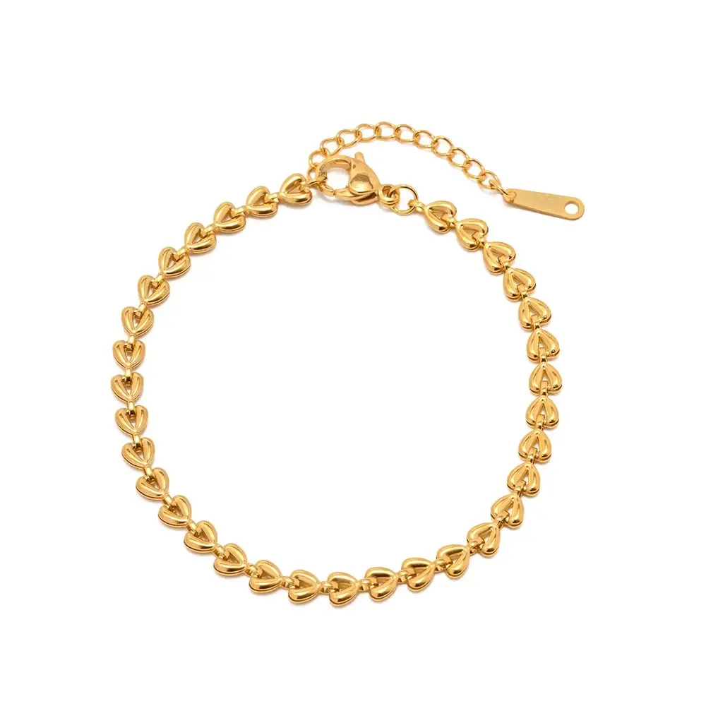 [B0028] 18K Gold Stainless Steel Heart Shape Stainless Steel Bracelet