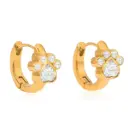 18K Gold Plated Stainless Steel Classic White Zirconia Animal Cat Paw Earrings