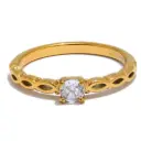 Shiny Zircon 18K Gold PVD Plated Golden Stainless Steel Ring