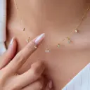 Delicate Jewelry 18K Gold Plated Stainless Steel Clear Cubic Zirconia Cherry Charms Necklace for Women