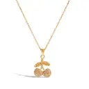 Cute Light Pink Zircon Cherry Pendant Necklace
