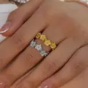 Delicate Jewelry 18K Gold Plated Stainless Steel Dainty Irregular Flower Stacking Opening Ring for Women